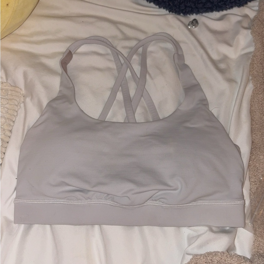 Women's white lulu Sports Bra